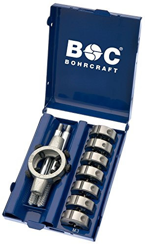 Bohrcraft Bohrcraft Gewindeschneideisen HSS-G DIN 223 B mit Halter in Minibox, 8 Stück M3 M12 und 25 x 9/MSR 8, 1 Stück, 42001410007