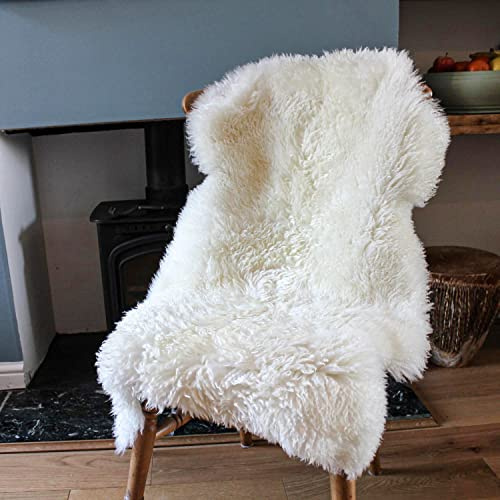 A-STAR White Real Sheepskin Rug 2x3 - Single Pelt Sheep Skin Fur Rug