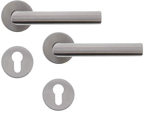 ToniTec Martina - Maniglia per porta d'ingresso esterna, a forma di L, in acciaio INOX