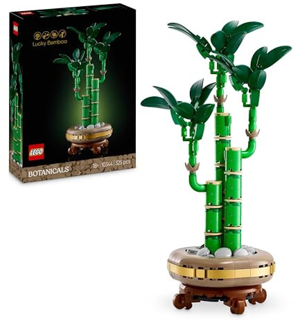 LEGO Botanicals Lucky Bamboo Artificial Plant for Indoor Display - Set for Adults includes a Buildable Pot with a Wood-Effect Plinth for Home Decor - Gift for Her or Him - 10344