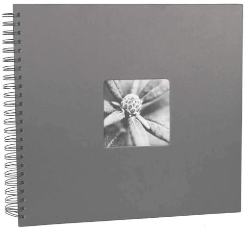 Hama Fotoalbum Jumbo 36x32 cm (Spiral-Album mit 50 schwarzen Seiten, Fotobuch mit Pergamin-Trennblättern, Album zum Einkleben und Selbstgestalten) grau