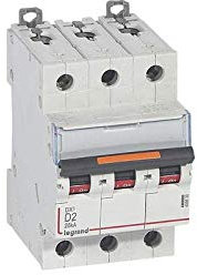 Disjoncteur DX³ - 25kA - 3P 400V~ - 2A - courbe D - 3 modules