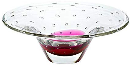 CRISTALICA Glasschale Dekoschale Obstschale Glas Transparent Rot Rubin 32 cm mundgeblasen