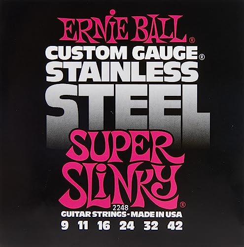 Ernie Ball Super Slinky E-Gitarrensaiten, Edelstahlwicklung, Stärke 9–42