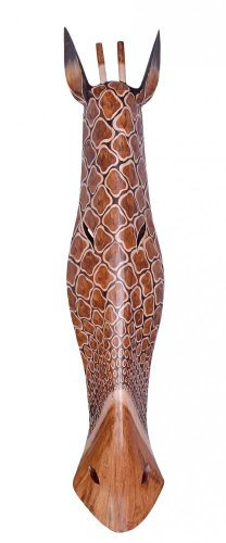 Woru Maske Giraffe 20 cm, 30 cm, 50 cm oder 100 cm, Holz-Maske aus Bali, Wandmaske, Tiermaske, Dekoration im afrikanischem Stil (100 cm)