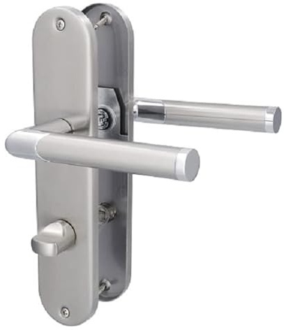 Alpertec 88021900 Edelstahl Renovierungsgarnitur (I) BI-Color für Badtüren Drückergarnitur Türgriffe Türdrücker, für Badezimmertüren