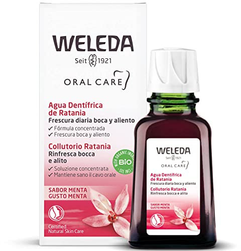 Weleda Colluttorio Ratania, potente colluttorio concentrato naturale, per un alito fresco e gengive sane, a base di estratti di mirra e radice di ratania (1X 50 ml)