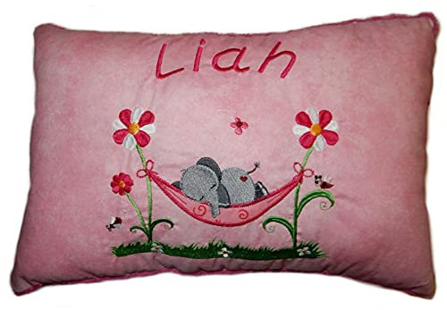 Momelie Großes rosa Schmusekissen * Kuschelkissen * Elefant * mit Namen Bestickt * ca. 25 * 40 cm groß * SK-pi_0075
