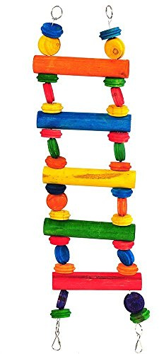 Happy Pet Playtime Ladder Bird Toy Climbing Wooden Perch Durable Hanging Fun Interactive Exercise Playing Cage Accessory for Parrots Cockatiels 69cm