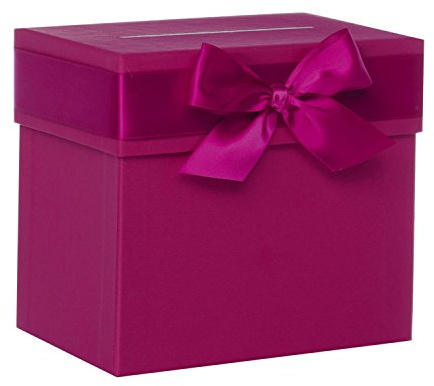 Rössler - Sammelbox mit Schleife 205x195x150 mm Violett | Kartenbox mit Einwurfschlitz für Hochzeiten, Geldgeschenke, Glückwünsche und Feiern