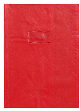 Calligraphe 72203C - Heftumschlag / Heftschoner / Hefthülle Calligraphe mit Feinkörnung und Lederoptik, DIN A4 21x29,7 cm, Etikettenhalter, aus PVC blickdicht und strapazierfähig, Rot, 1 Stück