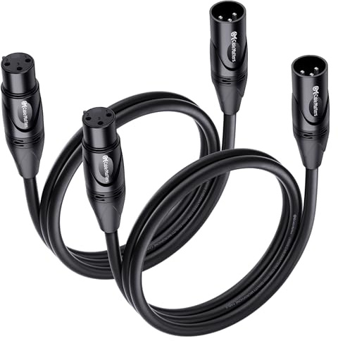 Cable Matters 2-Pack Premium Short XLR to XLR Cables - 3ft, Male to Female Microphone Cable, Oxygen-Free Copper (OFC) Mic Cord, Black