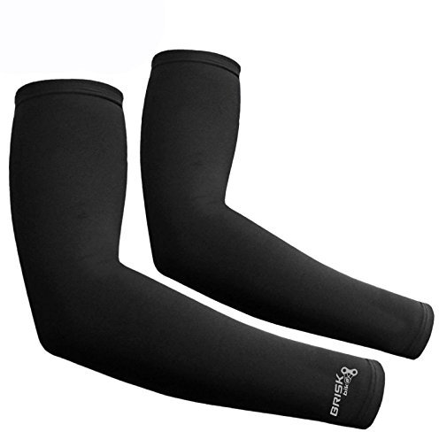 Brisk cycling arm warmer sleeve soft shell thermal Black compression Pair (Black, L/XL)