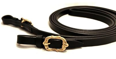 PS Pferdeartikel Lederzügel, geschlossen vernäht, Portugiesisch - Barock Farbe Schwarz mit goldenem Beschlag