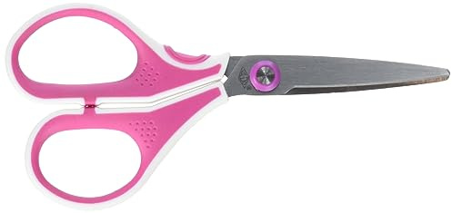Wedo 9755009 Edelstahlschere Cut-it (13 cm gebürstet, Spezialschliff ergonomische Softtouch-griffe) pink/weiß