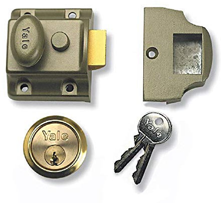 Yale B-723-ENB-PB-40 Deadlatch Nightlatch, Nickel Finish/Brass Cylinder, 40 mm Backset