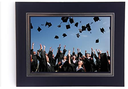 Kenro Pack of 10 Blue Cardboard Strut Mount Photo Frames with Silver Border (8x6 Inch/15x20cm) - Card Photo Mounts for Graduation, School Photos, Weddings - PMA122/10