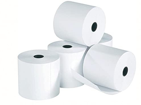Unbekannt Additionsrolle für Tischrechner, holzfrei, 12mm ø, 57mm breit, weiß, 40m x 57mm, 5 Stück