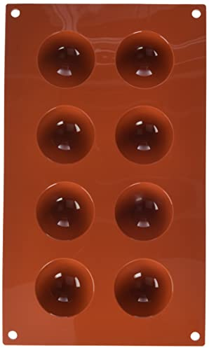 silikomart | SF004 Silikonform für Monoportionen SEMISFERA, antihaftbeschichtet, 8 Kavitäten, Packung mit 1 Kuchenform, Ø 50 h 25 mm, Made in Italy