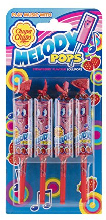 Chupa Chups Caramelo Sabor Fresa con el que Puedes Crear tu Propia Melodía - Paquete de 4 x 15 gr - Total: 60 gr