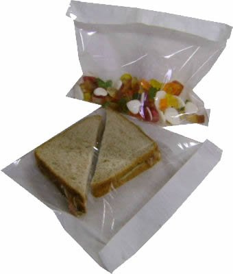 100 x Cellophane White Film Fronted Sweet/Sandwich/Food Paper Bags - 10 x 16