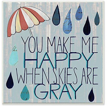 The Stupell Home Decor Collection You Make Me Happy Umbrella and Rain Wall Plaque Art