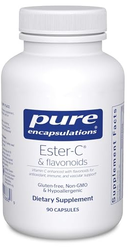 Pure Encapsulations Ester-C & Flavonoids - Vitamin C Supplement for Antioxidants - Immune & Vascular Support* with Calcium & Rutin - Gentle on Digestion - Vegan & Non-GMO - 90 Capsules