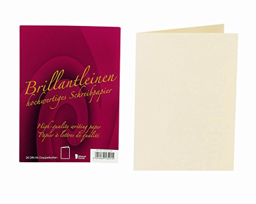 Rössler Brillantleinen Kartenpack | Kartenset | 20 Klappkarten blanko | Format DIN A6 | Blanko Karten zum Selbstgestalten | Einladungskarten blanko | 11 x 1 x 15 cm| 1 Stück | Farbe: Ivory | Blankokarten zum Selbstgestalten für Einladungen, Glückwünsche, Danksagungen und Grußkarten