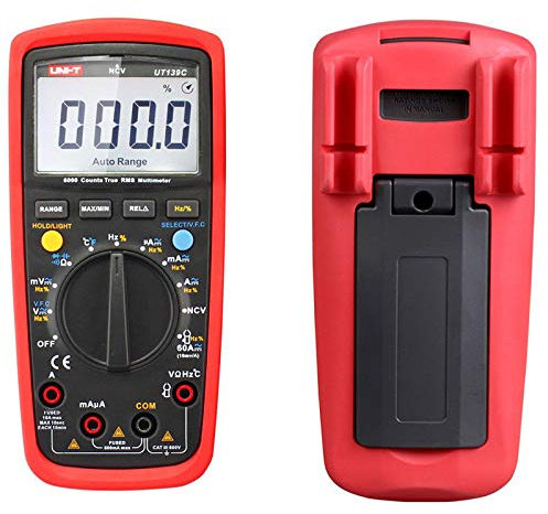 UNI-T UT139C CAT III 600V UT139 Series True RMS Digital Multimeter with Frequency,NCV,Resistance, Voltage,Temperature measurement,Red/Grey