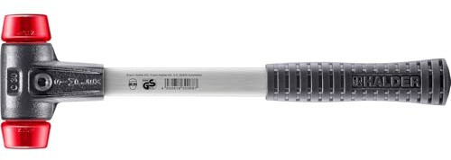Halder Simplex Soft-Faced Mallet 3706.030 – Hard Plastic Inserts, Reinforced Cast Iron Housing, Fiber Glass Handle with Non-Slip Rubber Grip, 30mm, 1 lb.