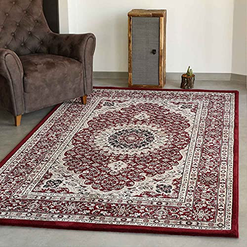 VIMODA Klassisch Orient Teppich dicht gewebt in Dunkel Rot, Maße:160 x 230 cm