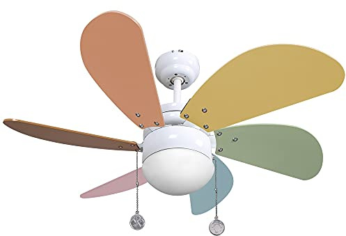 003 Ventilador de techo con luz colores pastel, 1xE27, 77 cm., AkunaDecor.
