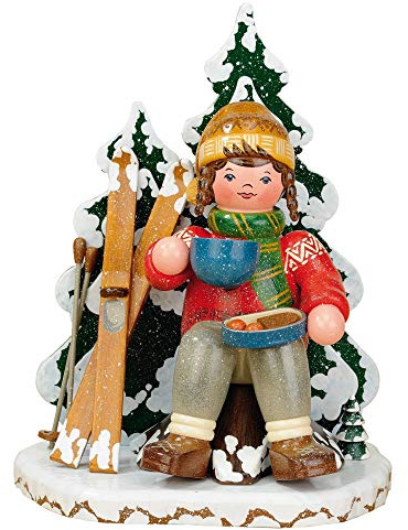 Hubrig Winterkinder Räuchermann Schneeschuhfahrerin Erzgebirge