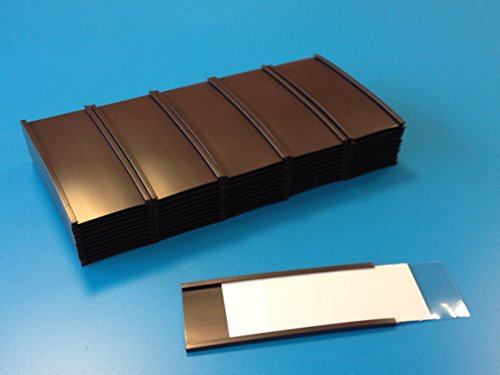 100 Stück magnetische C-Profil Etikettenhalter 40 mm hoch x 100 mm lang mit Kartonstreifen und PVC-Klar-Streifen