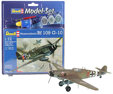 Revell Modellbausatz Flugzeug 1:72 - Messerschmitt Bf 109 G-10 im Maßstab 1:72, Level 3, originalgetreue Nachbildung mit vielen Details, Model Set mit Basiszubehör, 64160 Bunt