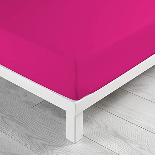 douceur d'intérieur, Drap Housse (90 x 190 cm) Lina Bois de Rose, 100% Coton