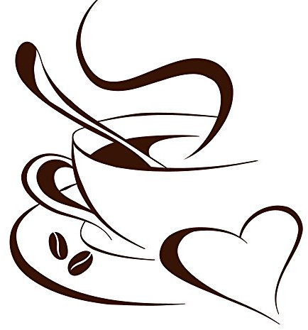 Grandora Wandtattoo Kaffetasse Herz I braun (BxH) 10 x 12 cm I Kaffee Tasse Bohnen selbstklebend Küche Aufkleber Wandaufkleber Wandsticker W3040