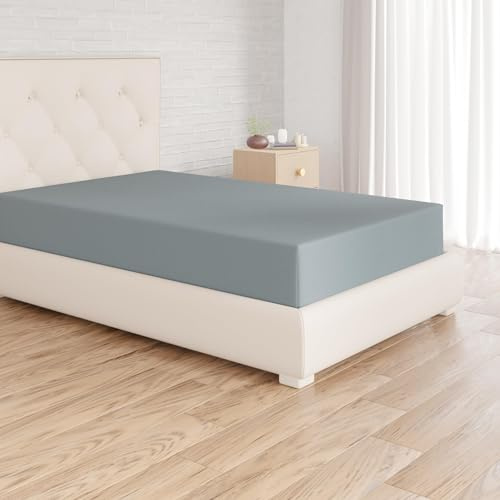 Amazon Basics Drap Housse, 90 x 190 x 30 cm, en Polyester Microfibre pour Matelas Épais jusqu'à 30 cm, Bleu Spa