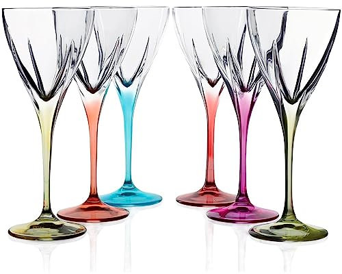 RCR Cristalleria Italiana S.p.a. Linea Fusion | Calici da Acqua e Vino in Vetro Bicchieri Moderni Colorati Set 6 Biccheri di Cristallo da 21 Cl