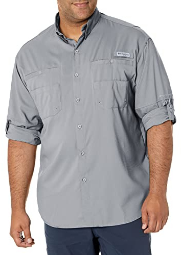 Columbia Men's Tamiami 2 Long Sleeve Shirt, Long Sleeve Shirt, Cool Grey, Large