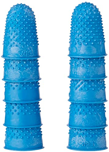 265486 Fingerhüte, aus Gummi, zum Zählen von Geldscheinen/Umblättern, Größe M, Blau, 10 Stück