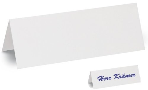 100x Tischschilder, Faxland Namensschilder groß, 21x7, 5 cm, Karton weiß blanko zum selbstbeschriften
