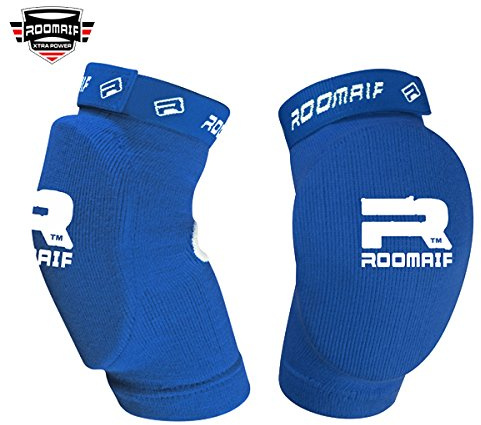 ROOMAIF Ellenbogenschützer Ellenbogenschoner Ellenbogen Bandagen Kickboxen MMA Kampfsport Elbow Pads DE (Bleu, Einheitsgröße)
