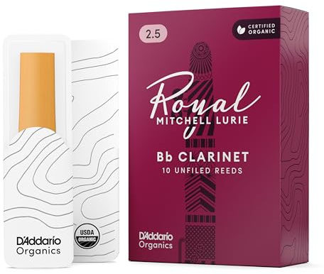 D'Addario Mitchell Lurie Organic Bb Klar.nblätter Stärke 2.5, 10er-Pack | Mitchell Lurie Organic Bb-Klarinettenblätter bieten warmen Klang, flexible Ansprache, konstante Spielbarkeit und klare Artik.