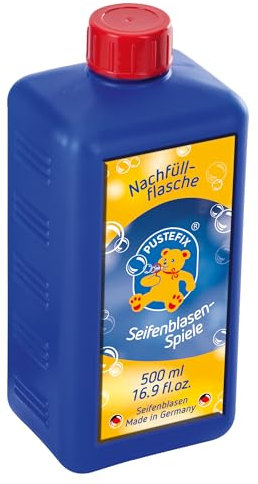 PUSTEFIX Nachfüllflasche Midi I 500 ml Seifenblasenflüssigkeit I Bubbles Made in Germany I Seifenblasen für Hochzeit, Kindergeburtstag, Polterabend I Seifenblasen für Kinder & Erwachsene
