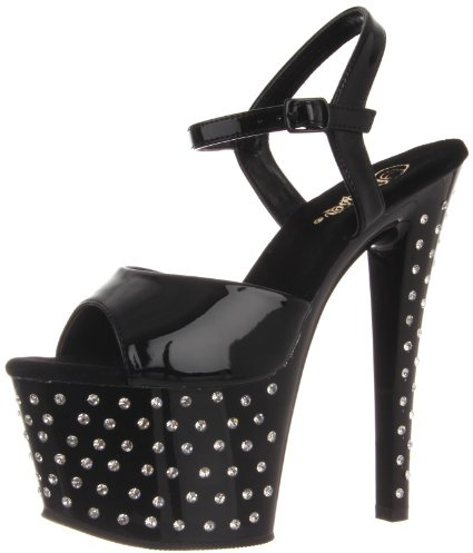 Pleaser Damen Stardust-709 Plateausandalen, Schwarz (Schwarz), 37 EU
