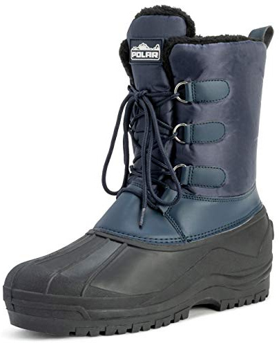 Polar Hommes Boue Lacer Court Nylon Hiver Neige Pluie Lacer Canard Bottes - NAV43 - AYC0143 Marine