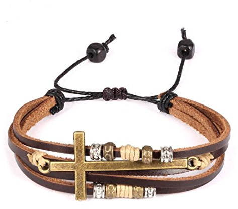 Feraco Religious Cross Wrap Bracelets Women Leather Christian Jewelry For Confirmation Gifts, Adjustable