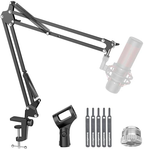 InnoGear Microphone Arm, Upgraded Mic Arm Microphone Stand Boom Suspension Stand with 3/8 to 5/8 Screw Adapter Clip for Black Yeti Snowball, Yeti Nano, Yeti x and other Mic