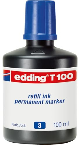 edding T 100 Nachfülltinte Permanentmarker - blau - 100ml - mit Tropfendosiersystem, zum schnellen Nachfüllen fast aller edding Permanentmarker
